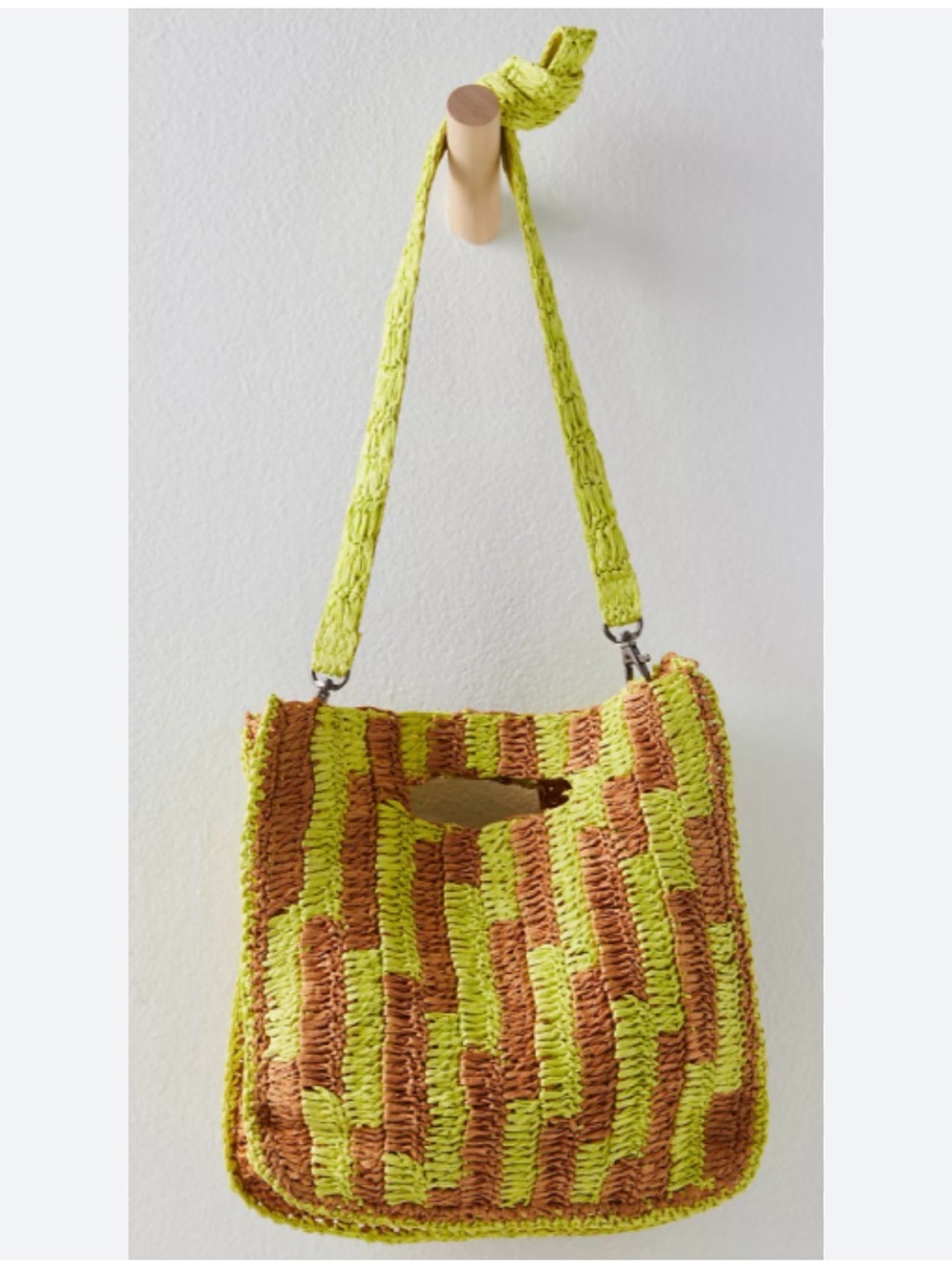 Free People Brunch Date Convertible Clutch Color Yellow/Brown Handwoven Raffia